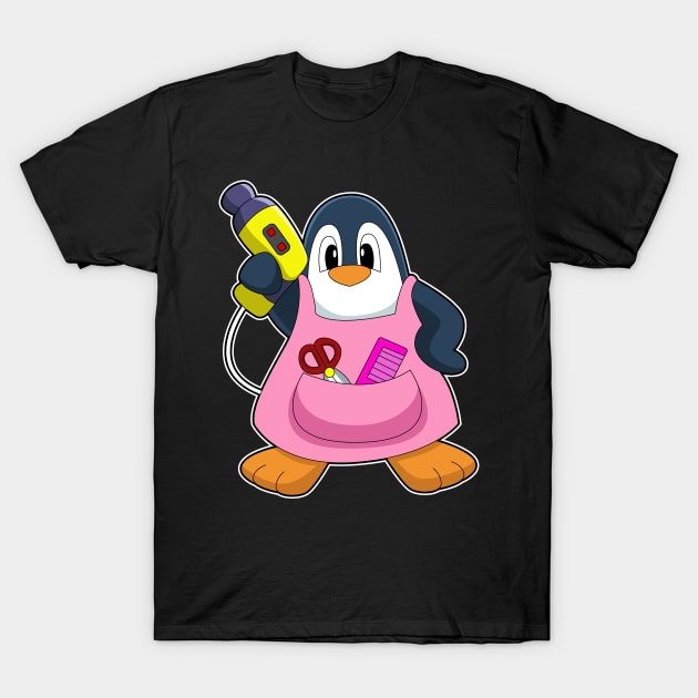 Penguin Hairdresser Hair dryer T-Shirt by Markus Schnabel